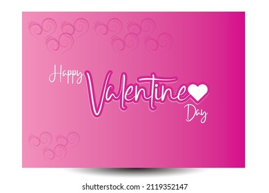 Valentines day pink background  typography of happy valentines day. Vector illustration. Wallpaper, flyers, invitation, posters, brochure, banners.