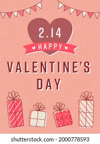 Valentine's Day pink banner (vertical)