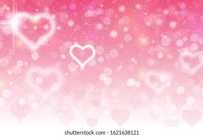 Valentine's Day pink blurred vector background with hearts