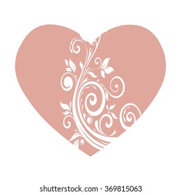 Valentine's day with pink heart on white background 