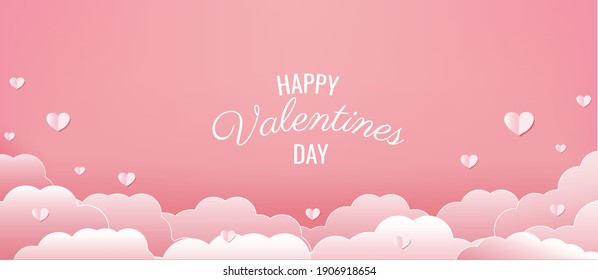 Valentines Day With Pink Hearts With Gradient Mesh  Vector Illustration
