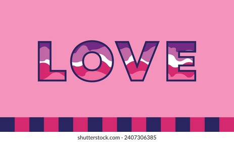 Valentine's Day pink love text. Paper cut typography poster. Cute retro style. Happy Valentine's background. wallpaper, card, backdrop, and display