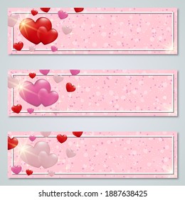 Valentine's Day pink luxury vector banners templates collection