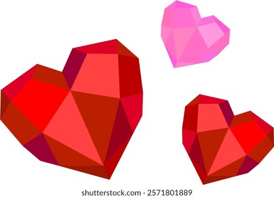 Valentine's day pink and red  heart  gemstone