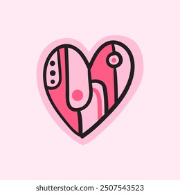 Valentine's Day pink and red hearts. Vector illustration.
