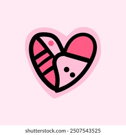 Valentine's Day pink and red hearts. Vector illustration.
