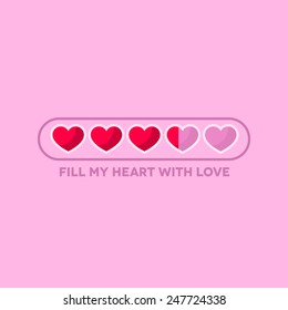Valentine's Day pink status bar with flat styled hearts