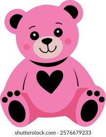 Valentine's Day Pink Teddy Bear with Heart Motif – Symbolizing Love, Affection, and Cuteness for a Romantic Theme