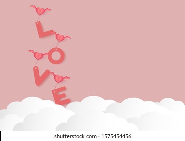 Valentines day pink vector background with heart shape