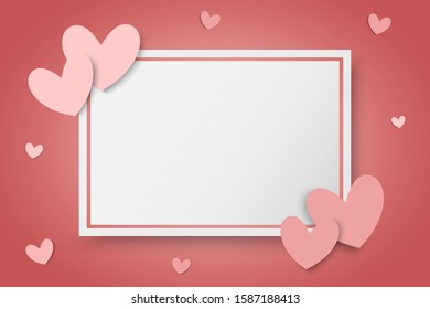 Valentines day pink vector background with heart shape