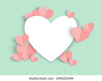 Valentines day pink vector background with heart shape