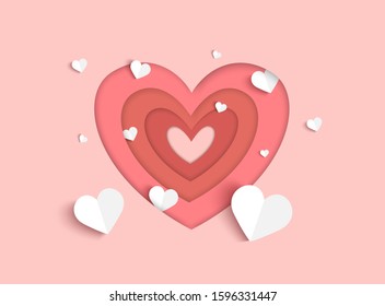 Valentines day pink vector background with heart shape