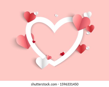 Valentines day pink vector background with heart shape