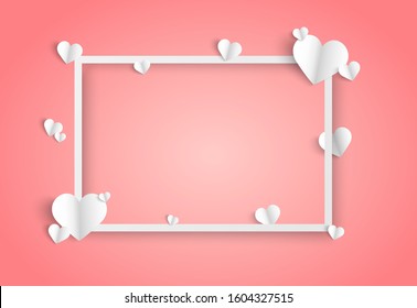 Valentines day pink vector background with heart shape
