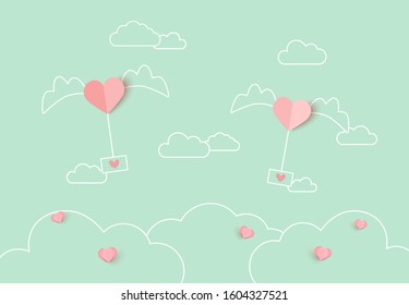 Valentines day pink vector background with heart shape