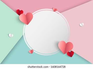 Valentines day pink vector background with heart shape