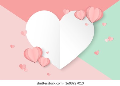 Valentines day pink vector background with heart shape