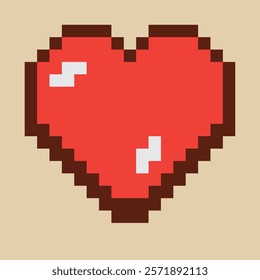 Valentine's Day Pixel Heart. Love Cartoon Game Icon. Vector Illustration