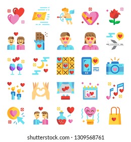 valentine's day pixel perfect flat icons, vector design