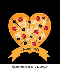 Valentines day pizza vector design 