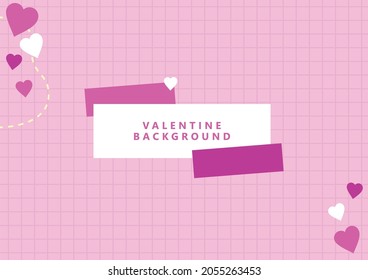 Valentine's Day plaid pink background with colorful heart shapes and a text slot. Love background edition.