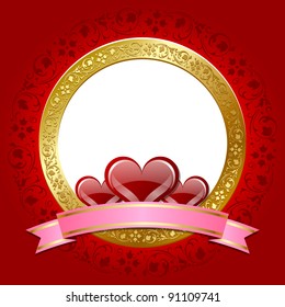 Valentine's day plaque with hearts and ornaments