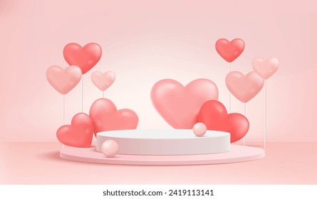 Valentines day podium for product presentation.3d rendering
