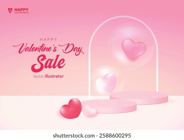 Valentine's day podium for social media posts. Templates for social media posts backgrounds, cover, poster, banners, marketing, sales promotion copy space vector illustration background