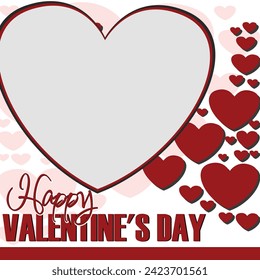 Valentine's day post template, social media post template, red and white post, template, post