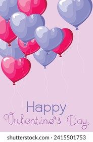 Valentine's Day, postcard with balls in the shape of hearts