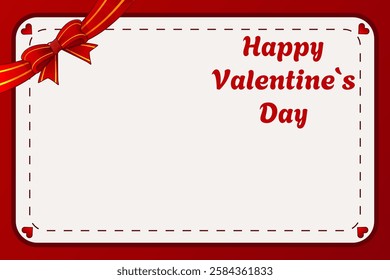 Valentine's day postcard with a bow. Postcard design template. Happy Valentine's Day