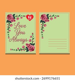 Valentines Day postcard design template