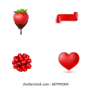 Valentines Day postcard elements icon set
