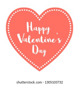 Valentine's Day Postcard Heart pink color on a white background