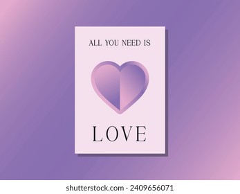 postal del día de San Valentín con amor al corazón y al texto