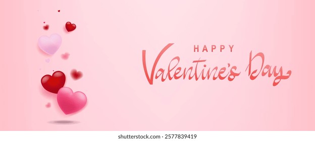 Valentines Day Postcard With Hearts