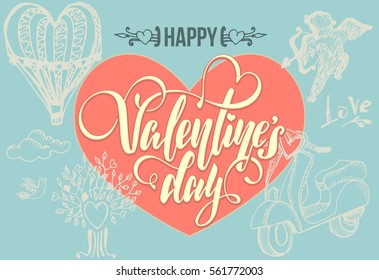 valentine's day postcard with lettering