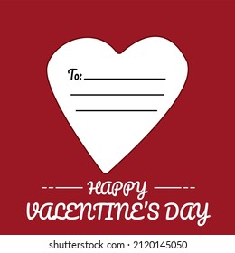 Valentine's Day Postcard with love illustration and red background.