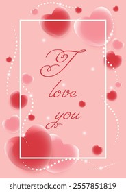 Valentines Day Postcard with I love you