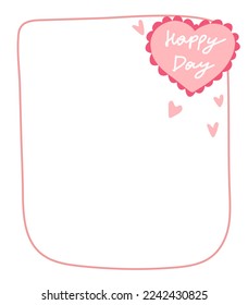 Valentine's Day postcard template. Drawn heart for invitation, postcard, poster, brochure


