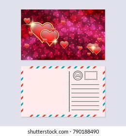 Valentine's day postcard vector design template