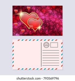 Valentine's day postcard vector design template