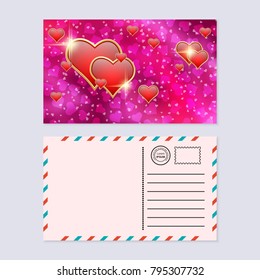 Valentine's day postcard vector design template
