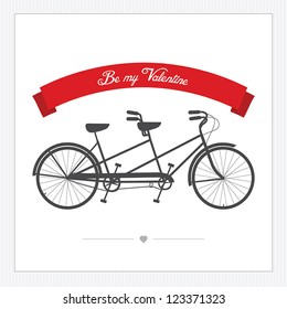 Valentine's Day postcard with vintage tandem bicycle