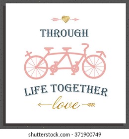 Valentine's Day postcard with vintage tandem bicycle.