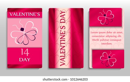 Valentine`s day. Postcards set. Celebrates. Vector. Pink and white color.
Illustration can be used in the brochures, postcards, tickets, advertisements,
banners, lables, covers.