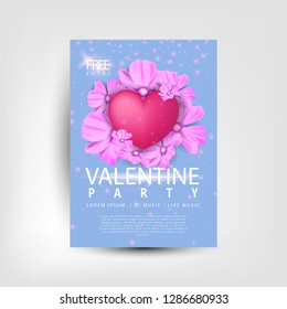 Valentines day poster background with love icon. Vector illustration. Wallpaper, flyers, invitation, posters.
