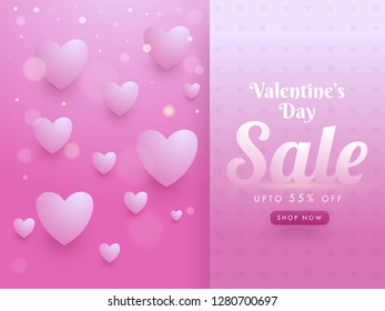 Valentine's Day poster or banner design with 55% discount offer.