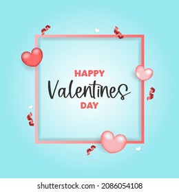 Valentine's day poster or banner with Hearts. Modern colored festive vector illustration.