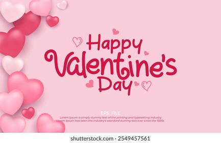 Valentine's Day poster with cute heart decoration. happy valentine's day template vector design